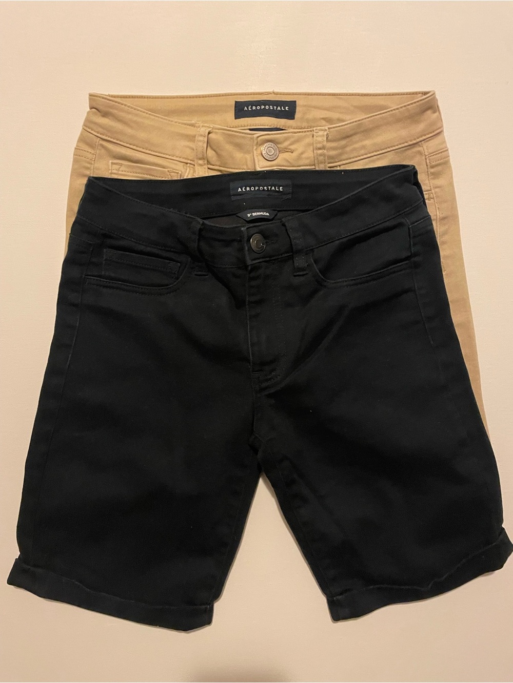Aéropostale School Uniform Stretch Shorts - Black & Khaki